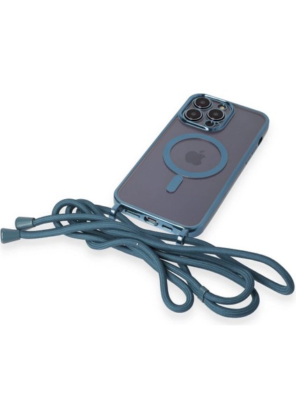 iPhone 14 Pro Max Kılıf Divo Lazer Askılı Magsafe Kapak - Sierra Blue