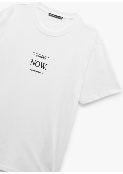 Kısa Kollu Bisiklet Yaka Regular Fit Pamuklu Baskılı Tişört indirimleri