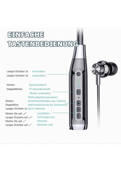 Bluetooth Boyun Bandı Kulaklık | 110 Saat Müzik | Yüksek Bas Ses | TF Kart Destekli fiyatları