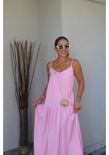 Pembe Salaş Askılı Elbise fırsatları