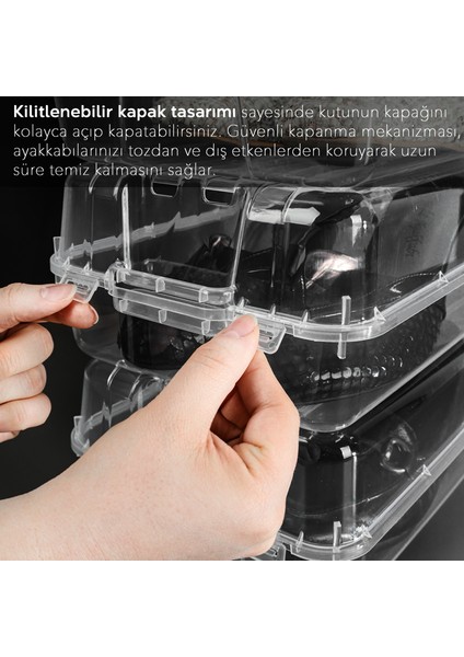 5 Adet Kadın Ayakkabı Kutusu - Şeffaf Ayakkabı Düzenleyici Saklama Kutusu Organizer Seyahat Kutusu