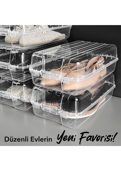 5 Adet Kadın Ayakkabı Kutusu - Şeffaf Ayakkabı Düzenleyici Saklama Kutusu Organizer Seyahat Kutusu