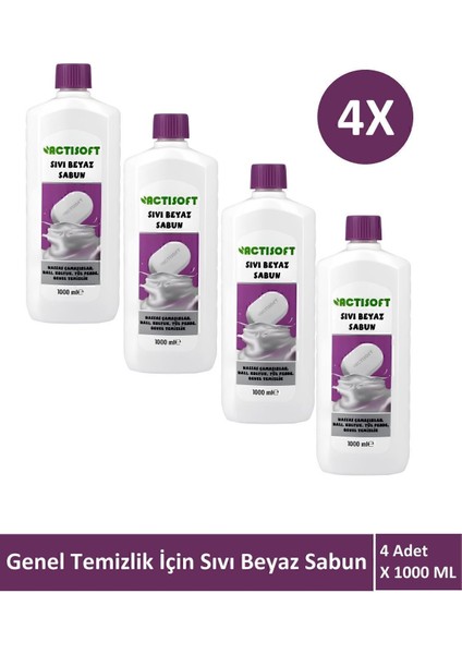 Sıvı Beyaz Sabun Yüzey Temizleyici 1000 ml x 4 Adet