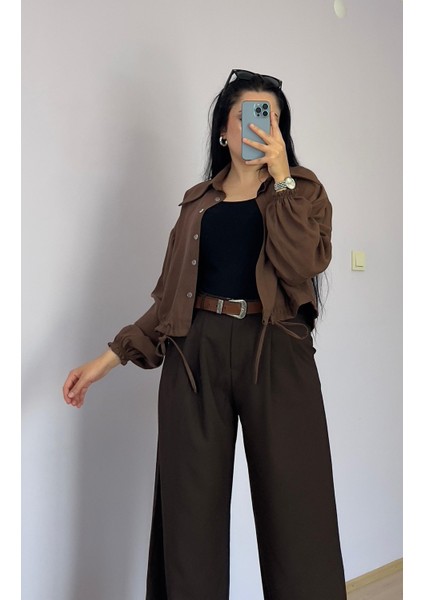 Palazzo Pantalon Kahverengi Oversize Kesim indirimleri