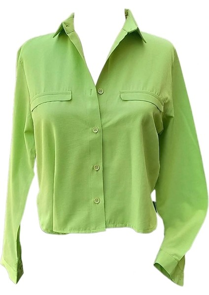 Vanilya Gömlek Koton Kumaş Dokuma Uzun Kollu Gömlek Yakalı Cepli Düğmeli Dokuma Kumaş