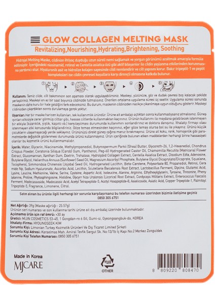 Glow Collagen Melting Mask - Hydrojel Şeffaflaşan Eriyen Maske 2'li modelleri