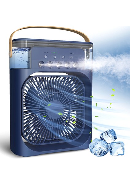Soğuk Su & Buzlu Masaüstü Mist Fan – 5 Uçlu Su Sprey, 3 Modlu Fan & Mist, 3 saat Zamanlayıcı, Salınımlı & LED Işık