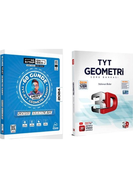 Mert Hoca Yayınları 2024 60 Günde TYT AYT Geometri Kampı Video Ders Kitabı ve Benim Hocam Yayınları 2024 TYT AYT Geometri Tamamı Çözümlü Soru Bankası