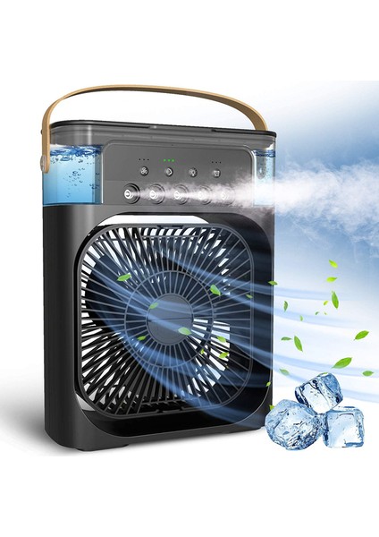 Soğuk Su & Buzlu Masaüstü Mist Fan – 5 Uçlu Su Sprey, 3 Modlu Fan & Mist, 3 saat Zamanlayıcı, Salınımlı & LED Işık
