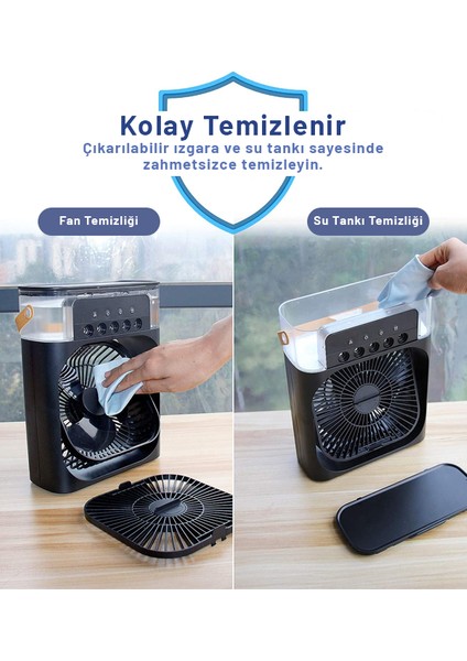 Soğuk Su & Buzlu Masaüstü Mist Fan – 5 Uçlu Su Sprey, 3 Modlu Fan & Mist, 3 saat Zamanlayıcı, Salınımlı & LED Işık fiyatları