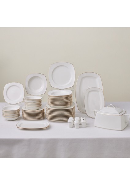 Square Bone Chiara 60 Parça 12 Kişilik Yemek Takımı Gold