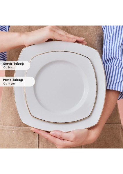 Square Bone Chiara 60 Parça 12 Kişilik Yemek Takımı Gold fırsatları