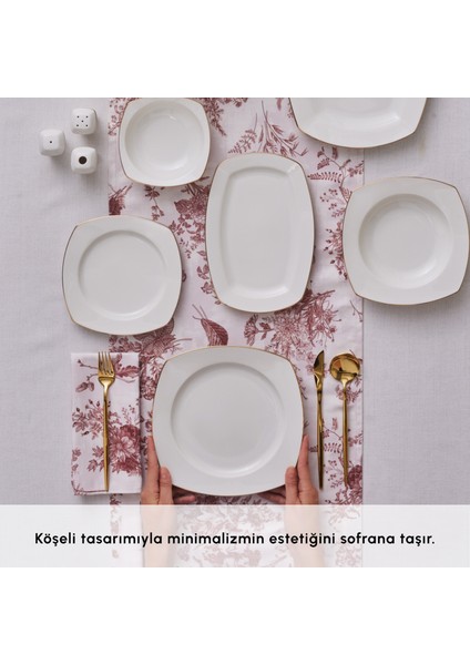 Square Bone Chiara 60 Parça 12 Kişilik Yemek Takımı Gold indirimleri