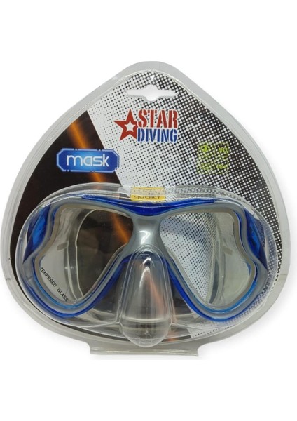 Star Diving Temper Camlı Dalış Maskesi Yetişkin - 51710-MAVİ