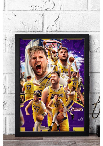 Luka Doncic Çerçeveli Tablo - Los Angeles Lakers Nba Posteri Tablo