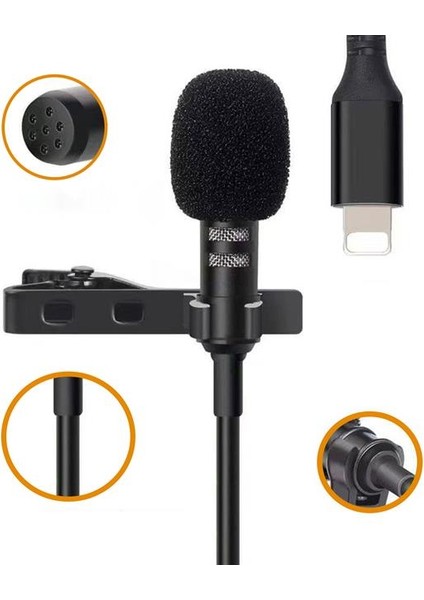 JH-041 Cep Telefonu Için Lightning Youtuber Yaka Mikrofonu modelleri