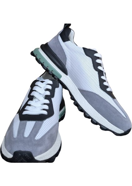 Urban Edge Beyaz Gri Erkek Spor Ayakkabı – Günlük Süet Hafif Sneaker
