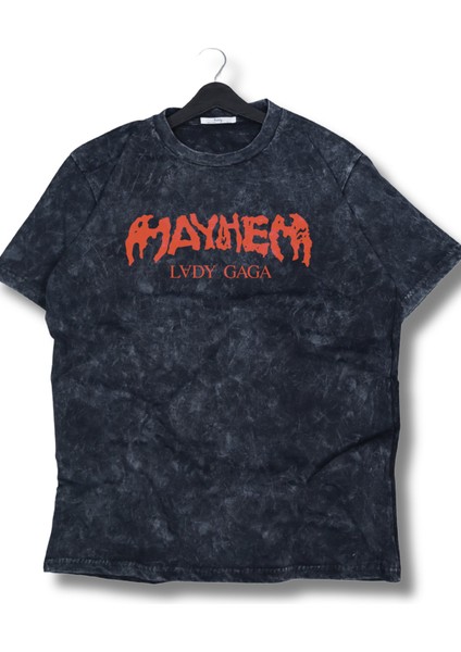 Oversize Mayhem Lady Gaga Baskılı Yıkamalı T-Shirt, Unisex Müzik Temalı Tişört fiyatları
