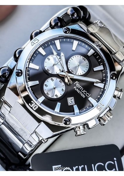 Fonksiyonları Aktif Garantili Siyah Erkek Çelik Kordon Kol Saati + Bileklik Hediyeli