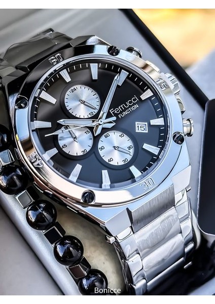 Fonksiyonları Aktif Garantili Siyah Erkek Çelik Kordon Kol Saati + Bileklik Hediyeli modelleri