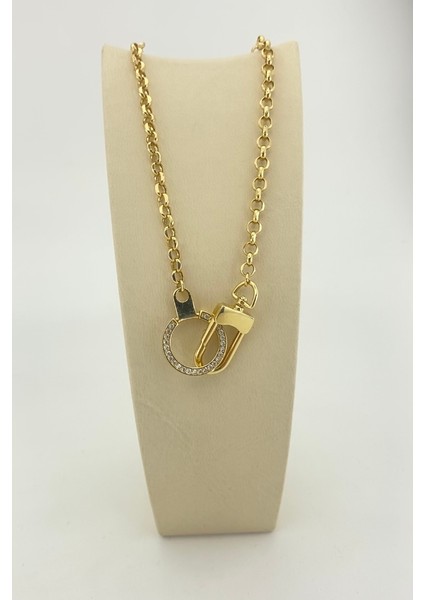 14 Ayar Altın Taşlı Geçirmeli Zincir Kolye