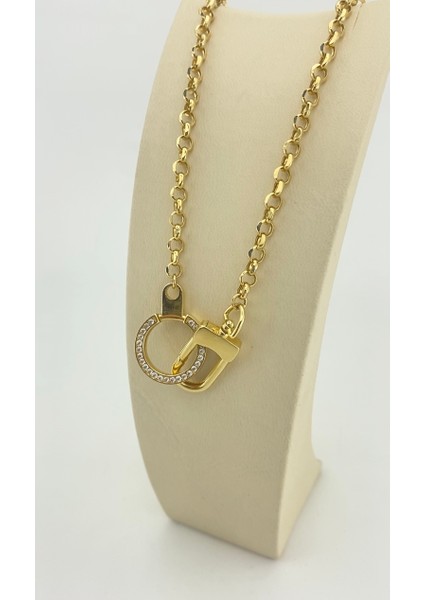 14 Ayar Altın Taşlı Geçirmeli Zincir Kolye modelleri