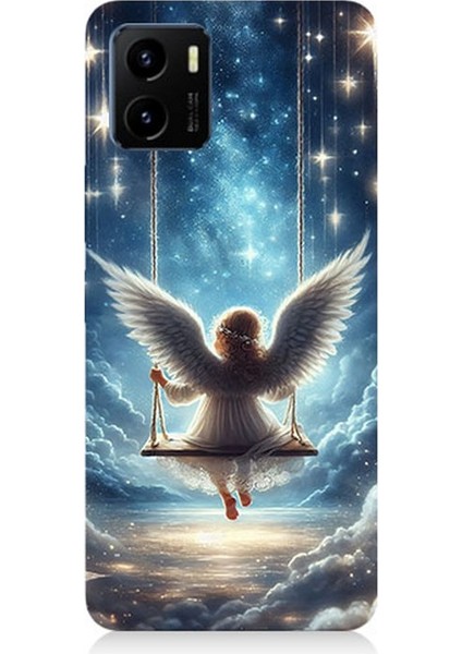 Vivo Y15S Uyumlu Yıldızlarla Salıncakta Melek Desenli Silikon Kılıf
