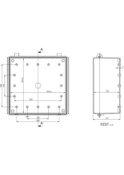 EC-2828 IP67 Abs Plastik Pano – Düz Kapak, Montaj Plakasız, Açık Gri