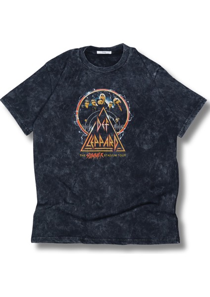 Unisex Oversize Def Leppard The Summer Stadium Tour Sırt Baskılı Yıkamalı Rock Band T-Shirt fiyatları