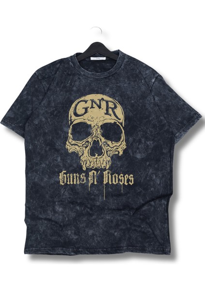 Oversize Gnr Guns N' Roses Ense Baskılı Yıkamalı T-Shirt, Unisex Rock Band Temalı Vintage Tişört modelleri