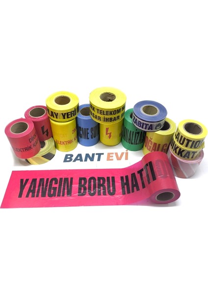 Yangın Boru Hattı İkaz Şeridi 20 cm x 250 mt Yangın Borusu Emniyet İkaz Bandı Toprak Altı fırsatları