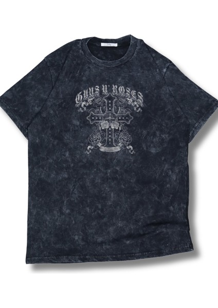 Oversize Artı Guns N' Roses Sırt Baskılı Yıkamalı T-Shirt, Unisex Rock Band Temalı Retro Tişört fiyatları