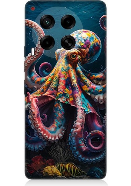 Tecno Camon 30 Uyumlu Derinliklerde Sekiz Kol Ahtapot Desenli Silikon Kılıf