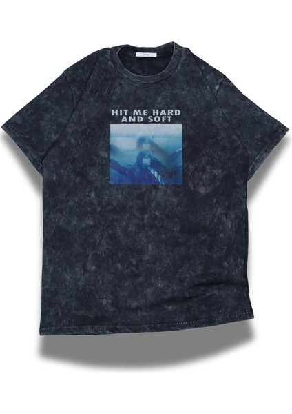 Oversize Retro Hit Me And Hard Soft Sırt Baskılı Yıkamalı T-Shirt, Unisex Billie Eilish Tişört fiyatları
