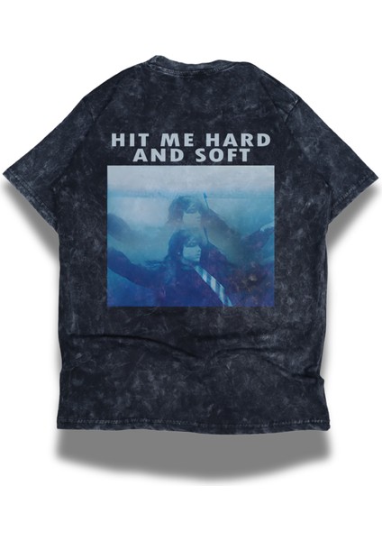 Oversize Retro Hit Me And Hard Soft Sırt Baskılı Yıkamalı T-Shirt, Unisex Billie Eilish Tişört modelleri