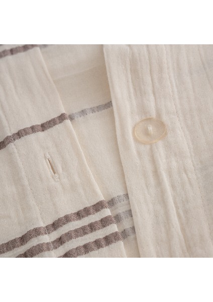 Izgi Çift Kişilik Nevresim Takımı %100 Organik Pamuk Müslin Bej 200X220 cm fiyatları