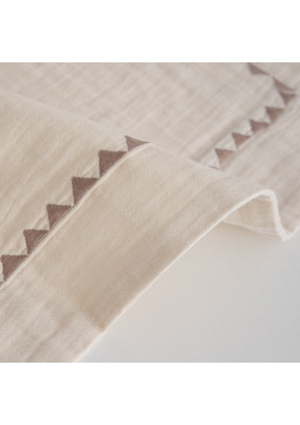 Izgi Çift Kişilik Nevresim Takımı %100 Organik Pamuk Müslin Bej 200X220 cm indirimleri