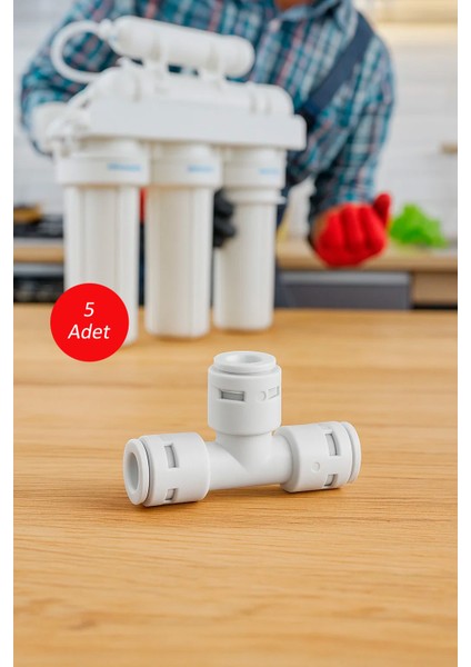 Su Arıtma Cihazı T Bağlantı Nipeli 6 mm Hortum Quick Geçmeli