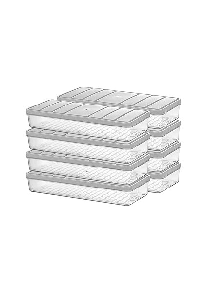 Selka Home - Nora 8'li 1.2 Litre Küçük Boy Açık Gri Saklama Kabı
