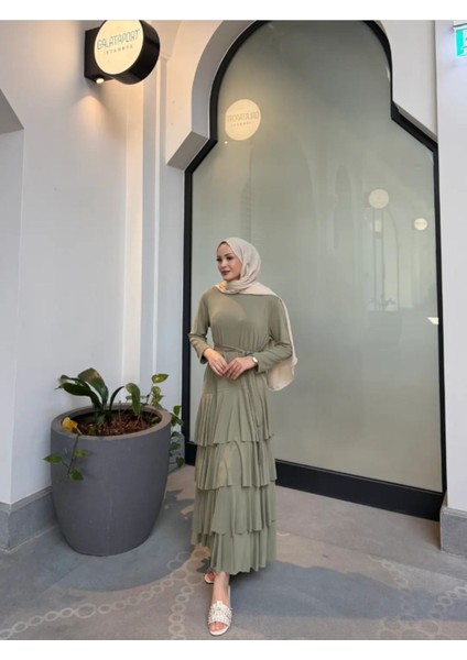 Kadın Kat Kat Uzun Ince Yazlık Modal Elbise