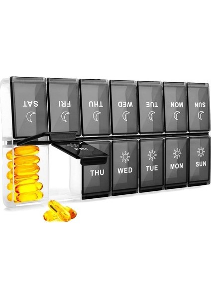 Xl Büyük Günlük Günde 2 Kez Kutusu, Ekstra Jumbo 7 Günlük Kutusu Öğleden Önce, Haftalık Gündüz Gece Vitaminlik, ,kabı,dispenseri 14 Bölmeli (Yurt Dışından)