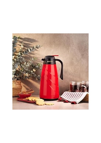 Kitchenhouse Mimoza 1,5 L Cam Termos-Kırmızı