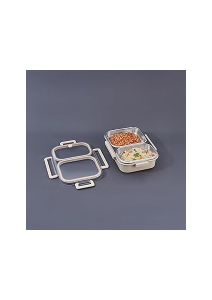 Bento Dikdörtgen 2 Bölmeli Lunch Box Yemek Termosu Vizon 1000 ml