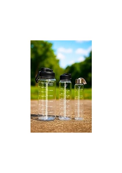 3'lü Set Bpa Içermez Motivasyonel Su Matarası Su Şişesi