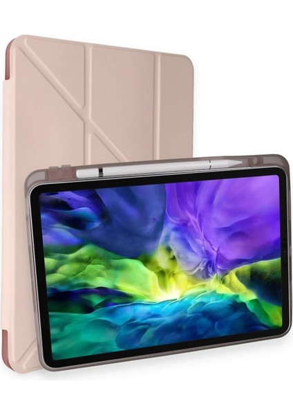 iPad Air 4 10.9 Kılıf Kalemlikli Mars Tablet Kılıfı - Rose Gold