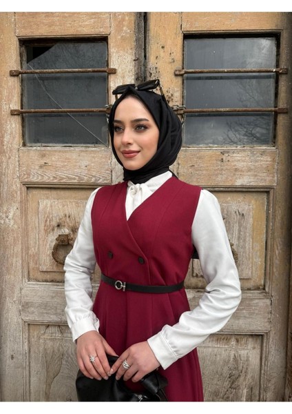 Kadın Çok Şık Düğmeli Bordo Uzun Jile fiyatları