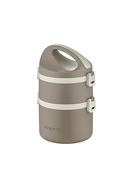 1800 ml Iki Kat Yuvarlak Paslanmaz Çelik Bento Lunch Box Yeni Nesil Sefer TASI-FFLBOX4013