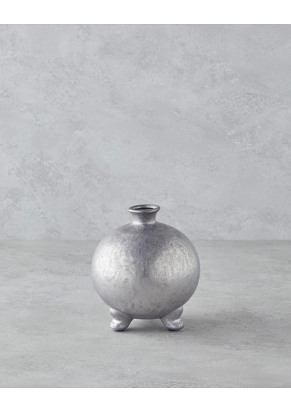 Tresa Seramik Vazo 17 cm Silver