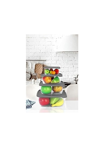 Pazar Kapısı 4 Lü Erzak, Yemek Saklama Kabı Şeffaf