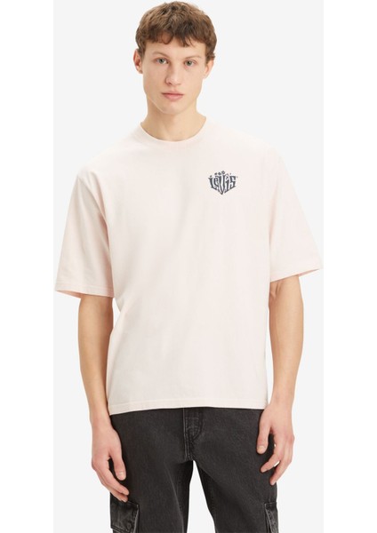 Graphic Loose Erkek Pudra T Shirt 001TR-0000